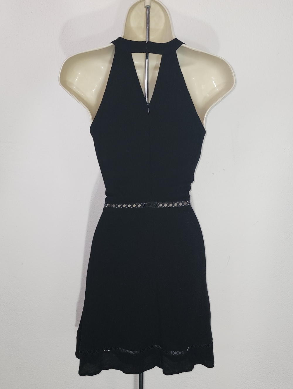 Blue Rain Dress Halter Style Crochet Waist Black Size M - Picture 10 of 13